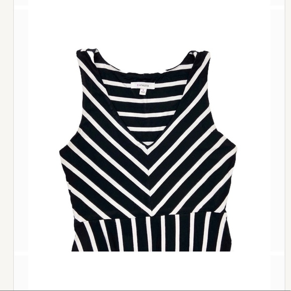 Athleta Black and White Striped Long Maxi Dress Sleeveless Size Small - Picture 4 of 9